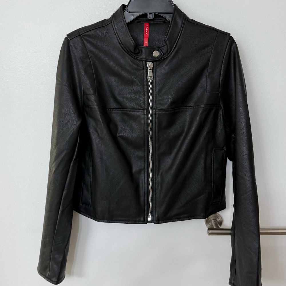 SPANX Classic Black Leather Jacket